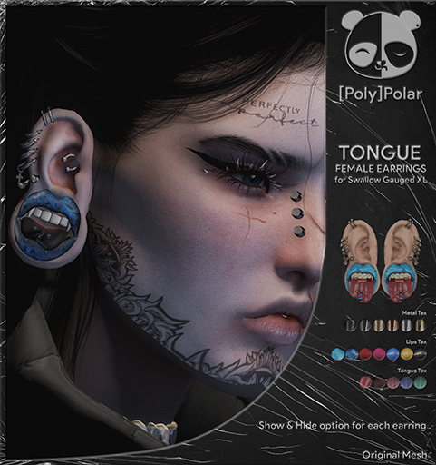 Second Life Marketplace - [Poly]Polar Tongue FEMALE Earrings for ...